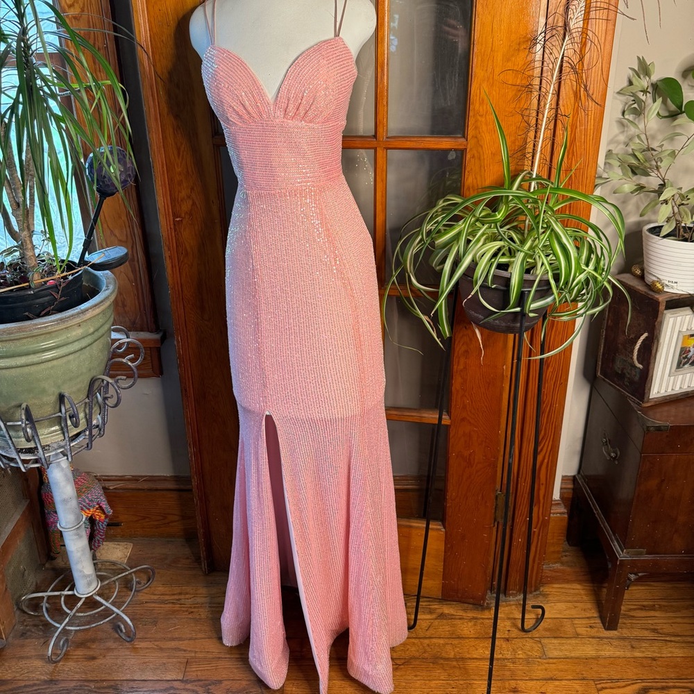Baby Pink Sequin Gown‎ Sz S